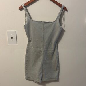 Zara Beige Bodying Denim Capsule Collection Romper. Size XS
